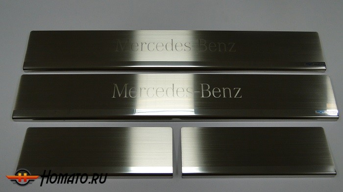 Накладки на пороги с логотипом для Mercedes M-class (W164) 2005-2010 | нержавейка