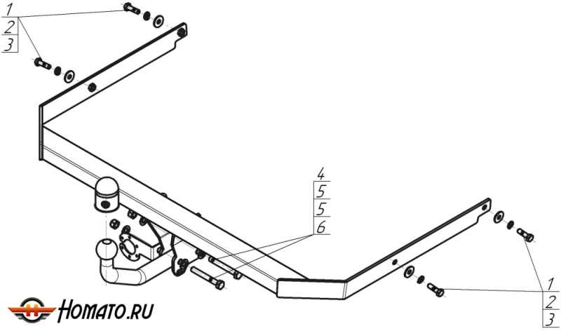 Фаркоп Ford Focus 2008-2010 | шар A - оцинкованный, нагрузка 50/1000 | АвтоСтандарт | F101A