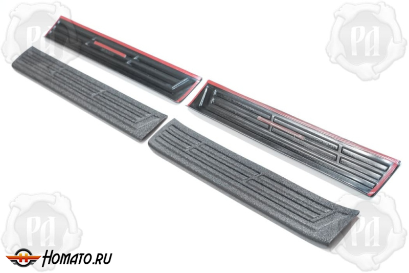 Накладки на внутренние пороги дверей Тойота Хайлюкс 8 2015-2025 | шагрень