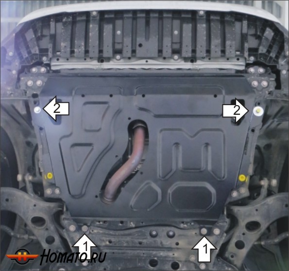 Защита картера Toyota RAV 4 2013-2019 | двигатель + КПП, 2 мм, сталь | MOTODOR | 72503