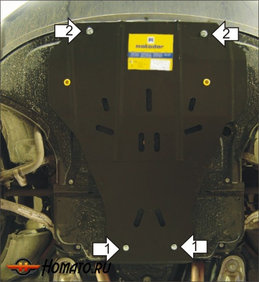 Защита картера Audi A6 2004-2008 | двигатель + КПП, 2 мм, сталь | MOTODOR | 00118