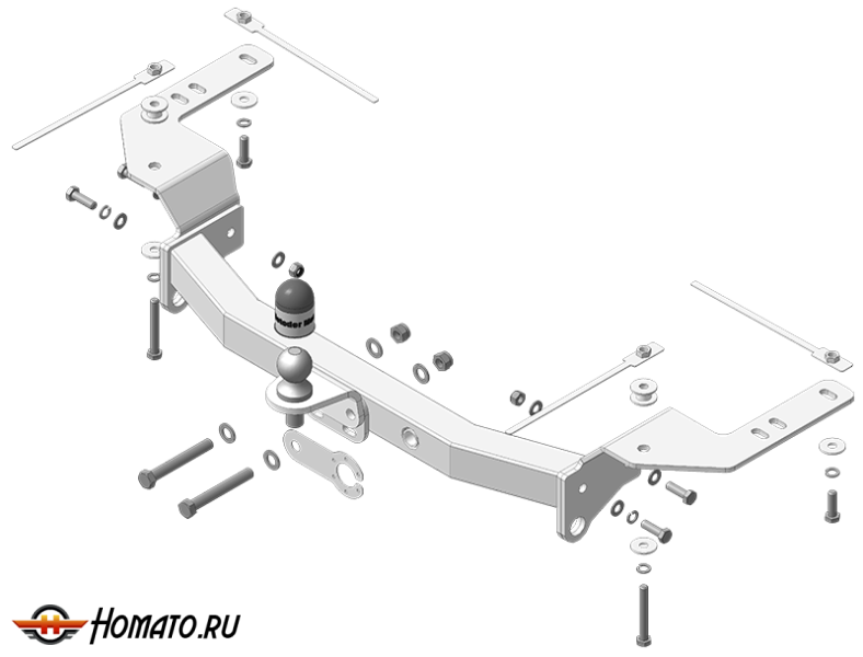 Фаркоп Toyota Land Cruiser 200 2015-2021 | шар FE - оцинкованный, нагрузка 120/2000 | MOTODOR | 92527-FE