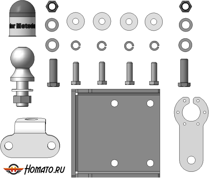 Фаркоп Volkswagen Amarok 2010-2016 | шар FE - оцинкованный, нагрузка 100/2000 | MOTODOR | 92709-FE