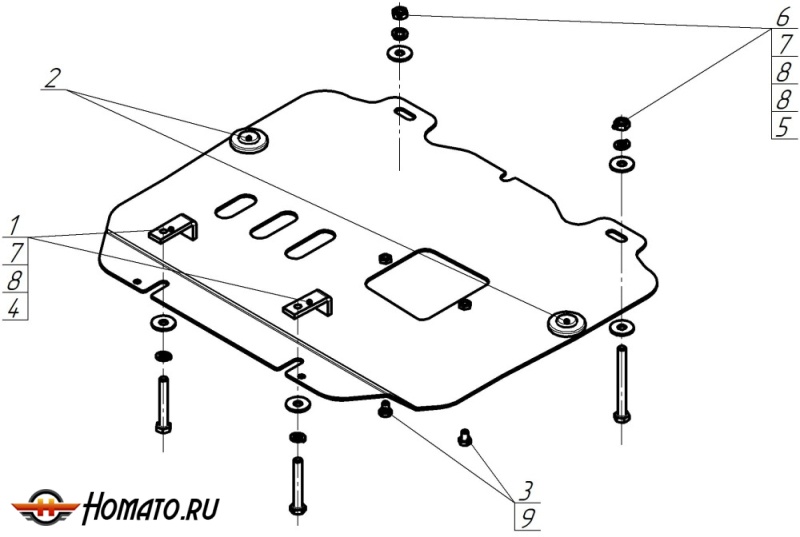 Защита картера Lexus GS 350 2008-2012 | двигатель, 3 мм, сталь | MOTODOR | 15010