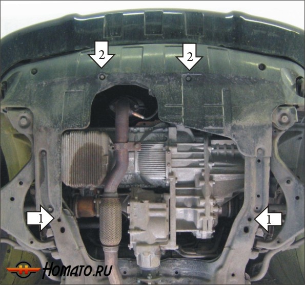 Защита картера Hyundai Tucson 2004-2010 | двигатель + КПП, 2 мм, сталь | MOTODOR | 70917