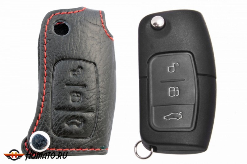 Брелок «кожаный чехол» для ключа Ford: Fiesta, Focus II, Mondeo, C-Max, S-Max | С лого FORD