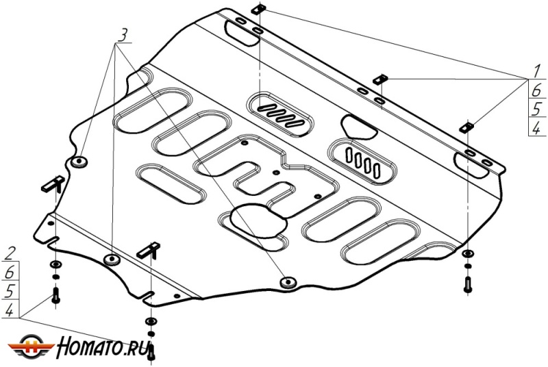 Защита картера Volvo S40 2004-2012 | двигатель + КПП, 2 мм, сталь | MOTODOR | 72601