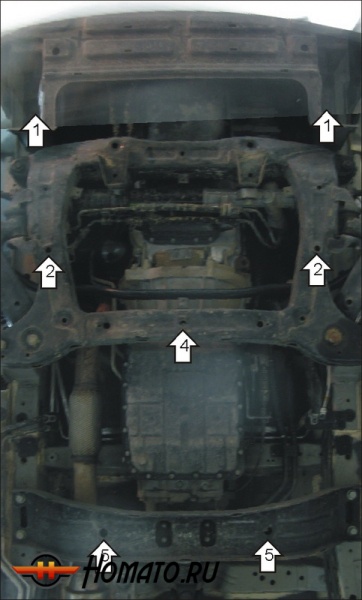 Защита картера Hyundai Grand Starex 2008-2022 | двигатель + КПП, 2 мм, сталь | MOTODOR | 00931