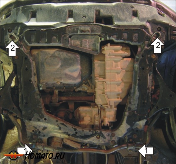 Защита картера Honda CR-V II 2001-2004 | двигатель + КПП, 2 мм, сталь | MOTODOR | 00824