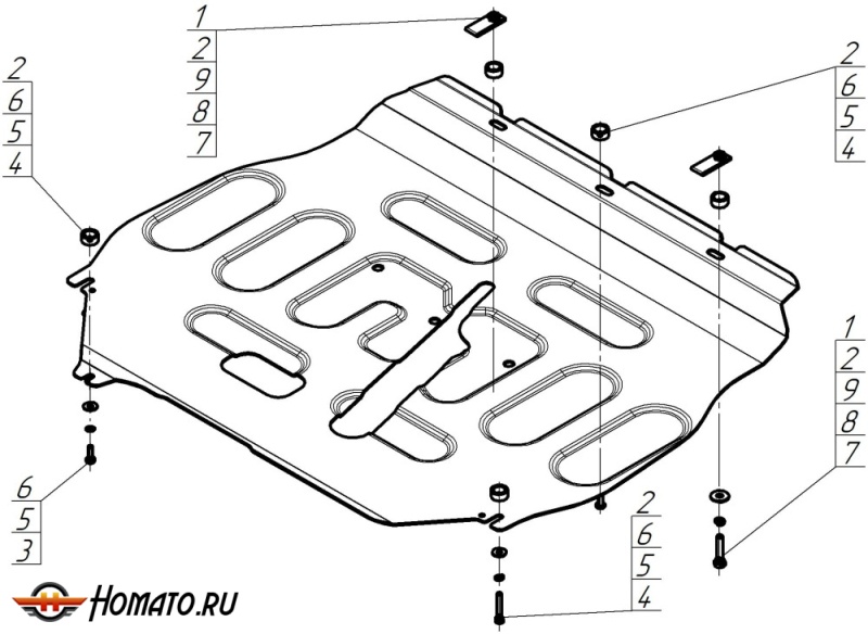 Защита картера DFSK 500 2024- | двигатель + КПП, 2 мм, сталь | MOTODOR | 78608
