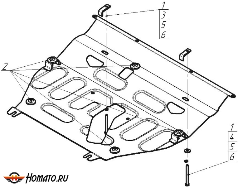 Защита картера Toyota RAV 4 2010-2013 | двигатель + КПП, 2 мм, сталь | MOTODOR | 72535