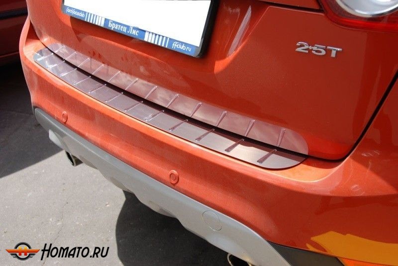 Накладка на задний бампер для Ford Kuga (2008-2012) | нержавейка + силиконовые вставки, без загиба