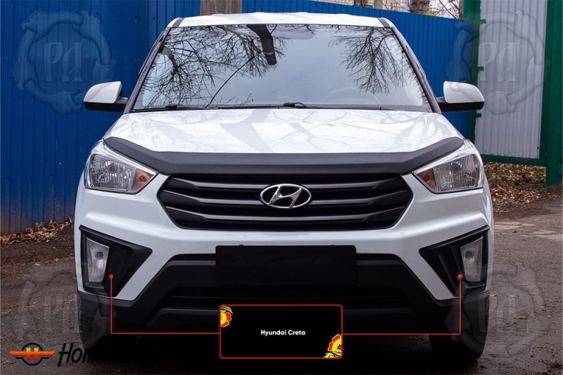 Накладки вокруг противотуманок для Hyundai Creta 2016+/2020+ | шагрень, 2 штуки