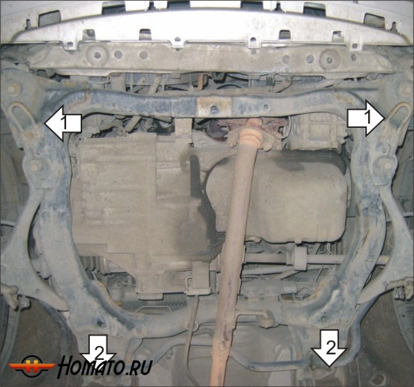 Защита картера Honda Civic 7 2001-2005 | двигатель + КПП, 2 мм, сталь | MOTODOR | 00810