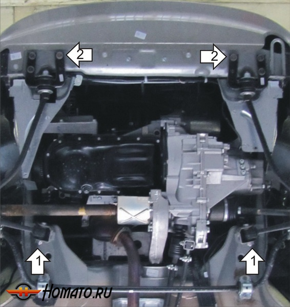Защита картера Lada Kalina 2004-2013 | двигатель + КПП, 2 мм, сталь | MOTODOR | 72114