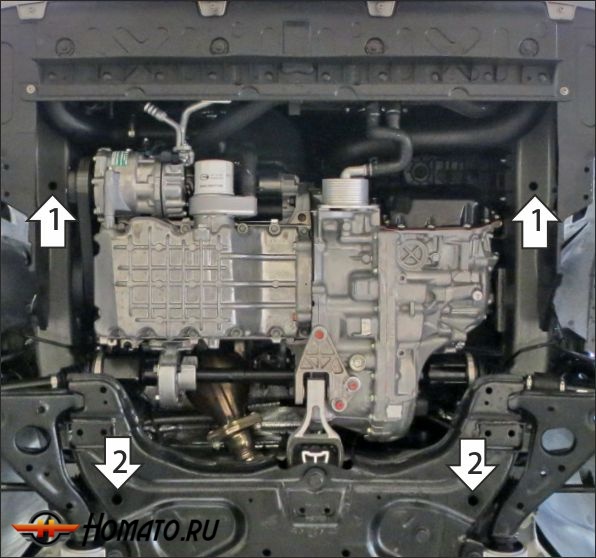 Защита картера Gac GS5 2019- | двигатель + КПП, 2 мм, сталь | MOTODOR | 77801
