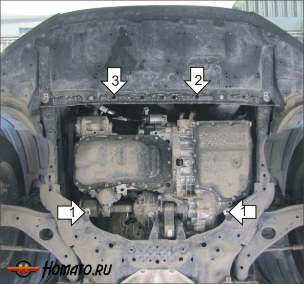 Защита картера Mazda CX-5 2011-2017 | двигатель + КПП, 2 мм, сталь | MOTODOR | 71103