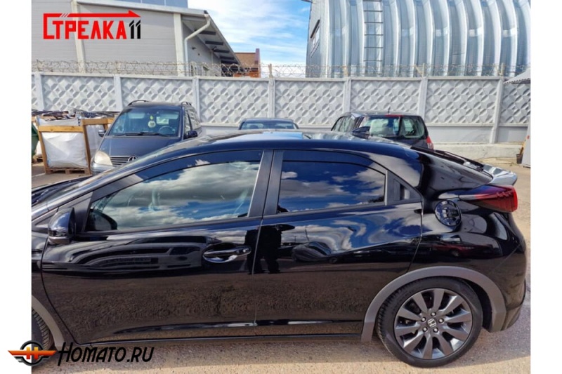 Дефлекторы Honda Civic 9 (5D) 2012+ | из 4 частей, премиум, плоские, 2D