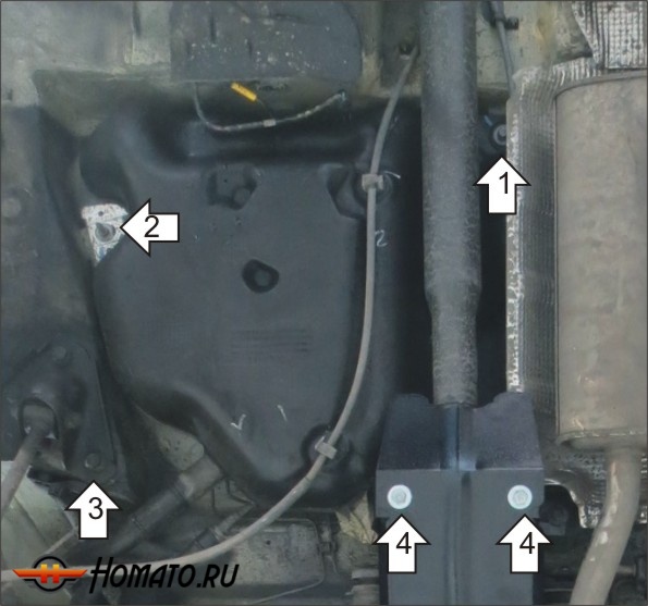 Защита картера Renault Duster 2012-2015 | топливный бак, 2 мм, сталь | MOTODOR | 01737