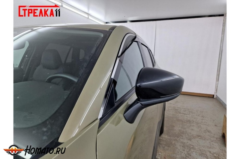 Дефлекторы Mazda CX-50 | с хром молдингом, из 6 частей, премиум, плоские, 2D