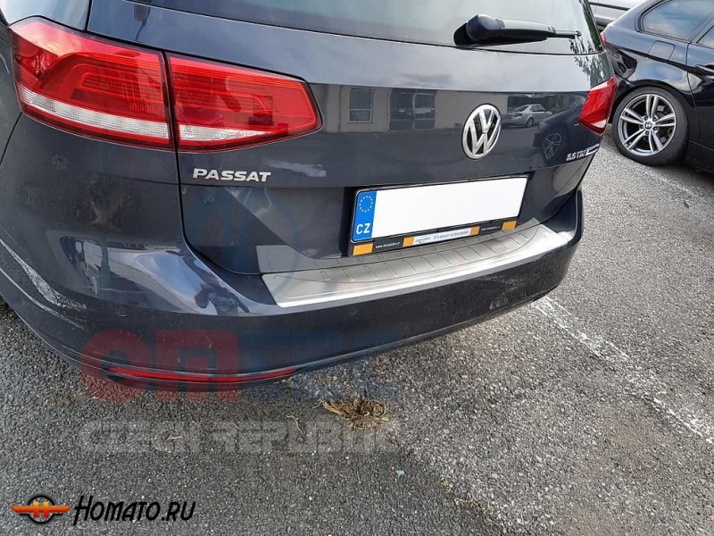 Накладка на задний бампер для VW Passat (B8) 2014+ | нержавейка (SW 3C)