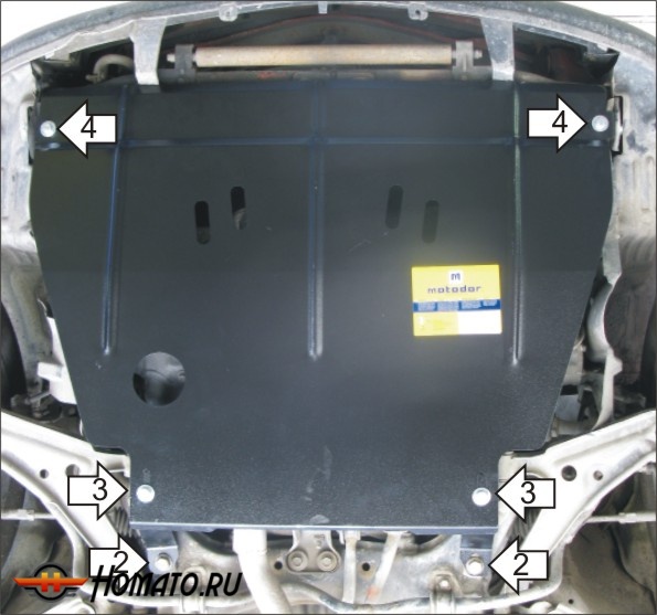 Защита картера Nissan Primera 1996-2001 | двигатель + КПП, 2 мм, сталь | MOTODOR | 01401