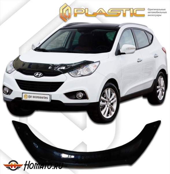 Дефлектор капота Hyundai ix35 2010-2015 (LM) | exclusive, черный