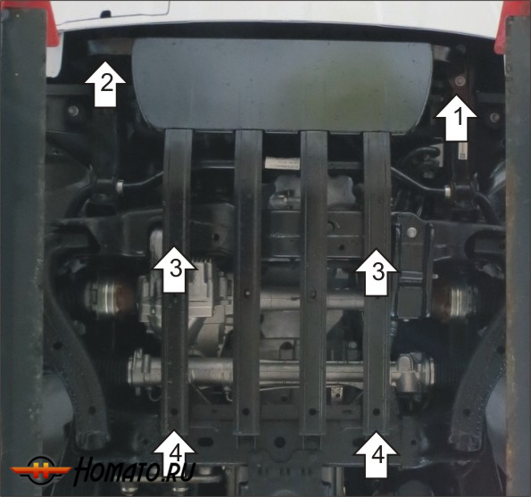 Защита картера Volkswagen Amarok 2016-2022 | двигатель + радиатор, 3 мм, сталь | MOTODOR | 12723