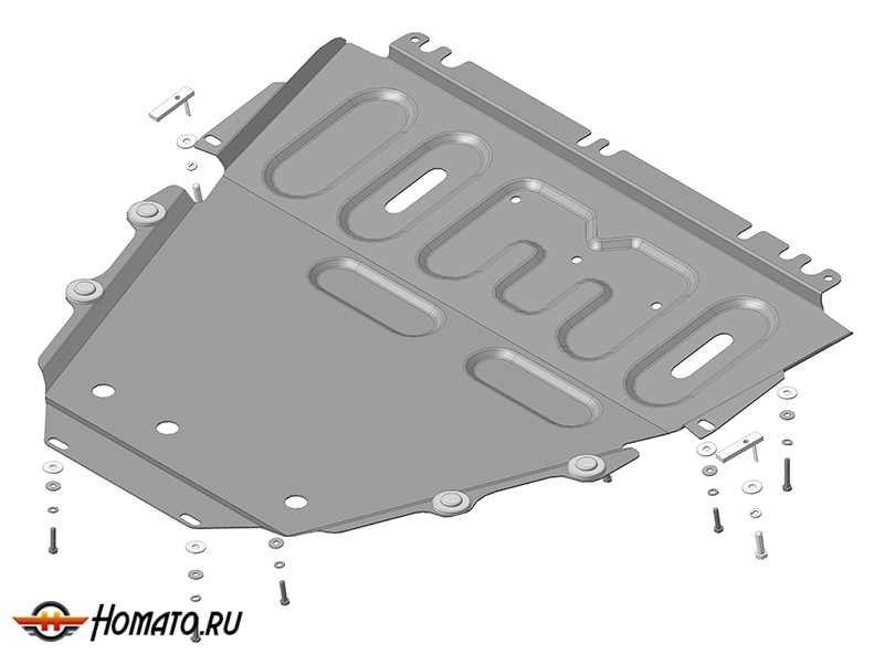 Защита картера Renault Megane III 2008-2013 | двигатель + КПП, 2 мм, сталь | MOTODOR | 71721