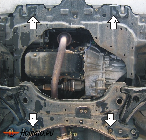 Защита картера Geely MK-2 2008-2014 | двигатель + КПП, 2 мм, сталь | MOTODOR | 04202
