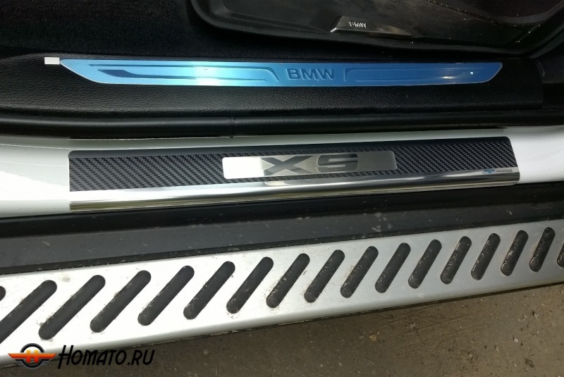 Накладки на пороги для BMW X5 G05 2019+ | карбон + нержавейка
