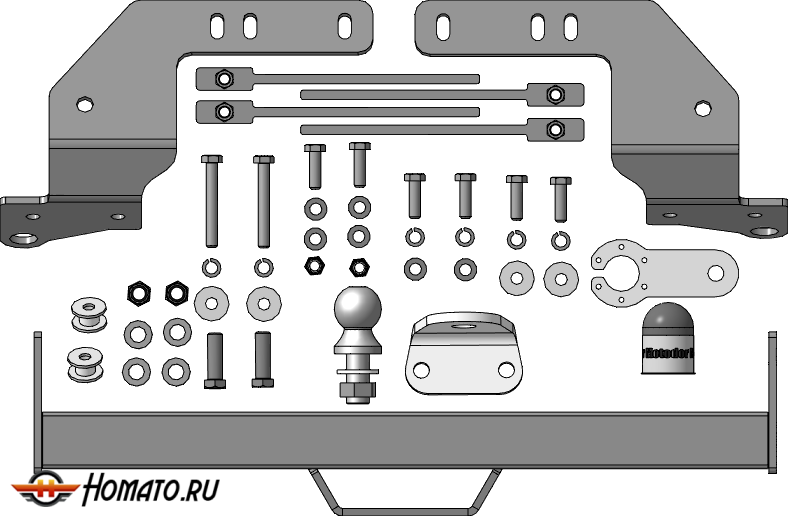 Фаркоп Toyota Land Cruiser 200 2015-2021 | шар FE - оцинкованный, нагрузка 120/2000 | MOTODOR | 92503-FE
