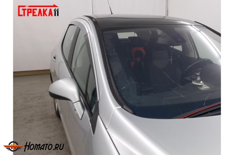 Дефлекторы Пежо 308 (Т7) 2007-2014 хэтчбек 5Д | с хром молдингом, из 4 частей, премиум, плоские, 2D