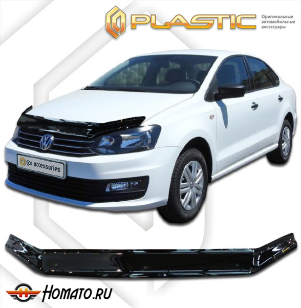 Дефлектор капота Volkswagen Polo 5 седан 2015-2020 | черный