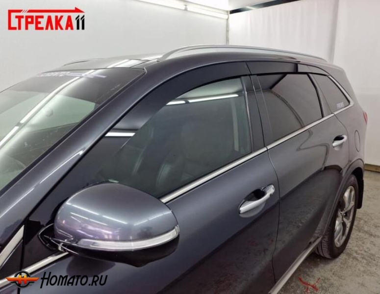 Дефлекторы Kia Sorento Prime 2015-2020 | из 6 частей, премиум, плоские, 2D
