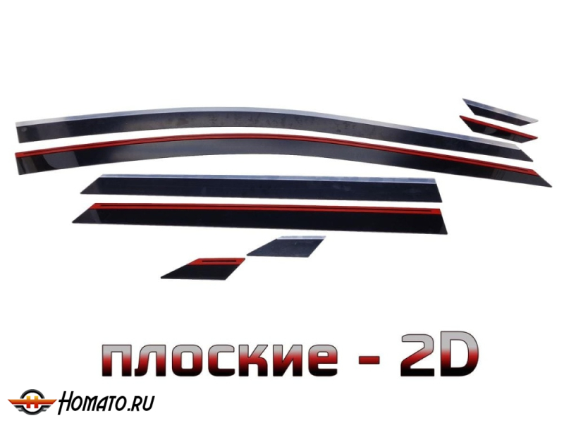 Дефлекторы Toyota bZ 2025+ | с хром молдингом, из 8 частей, премиум, плоские, 2D