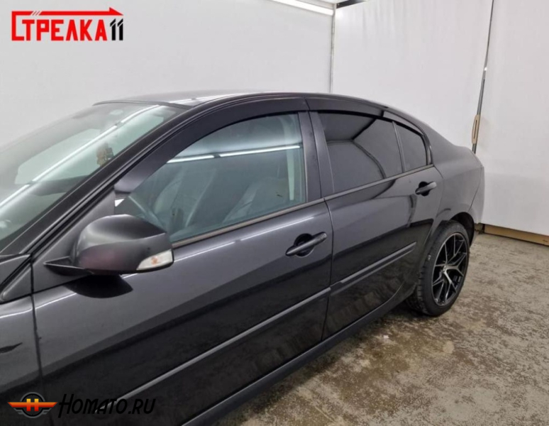 Дефлекторы Renault Laguna 3 2007-2015 лифтбек | из 4 частей, премиум, плоские, 2D