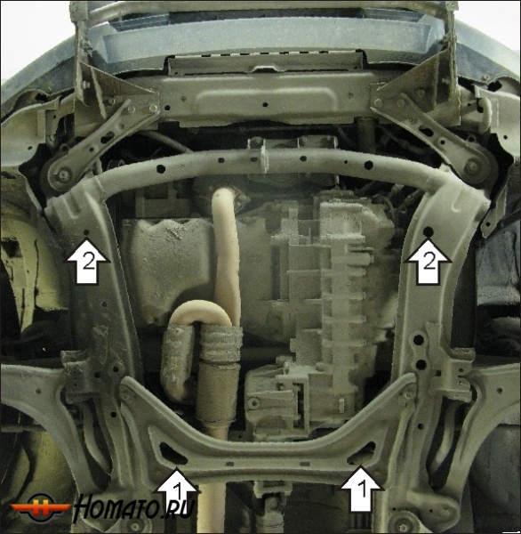 Защита картера Honda Ridgeline 2005-2008 | двигатель + КПП, 3 мм, сталь | MOTODOR | 10801