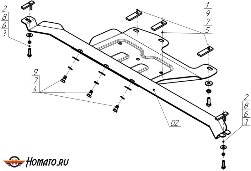 Защита картера Haval H5 2023- | раздатка, 2 мм, сталь | MOTODOR | 73120