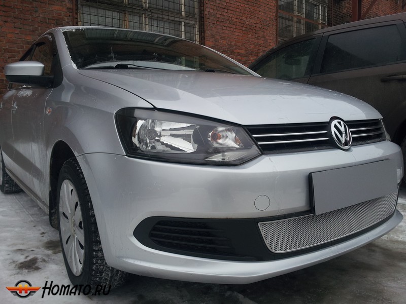 Защита радиатора для Volkswagen Polo седан (2010-2015) дорестайл | Премиум