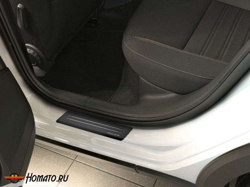 Накладки на пороги для BMW X3 (F25) 2010-2014 | матовая нержавейка Black-White (2Line)