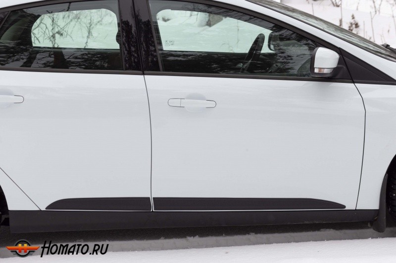 Молдинги на двери для Ford Focus 3 2011+/2015+ (седан,хэтчбек,универсал) | глянец (под покраску)