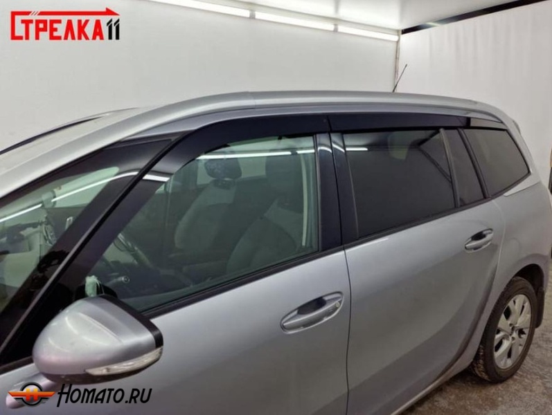 Дефлекторы Citroen C4 Picasso 2 2014-2018 | из 6 частей, премиум, плоские, 2D