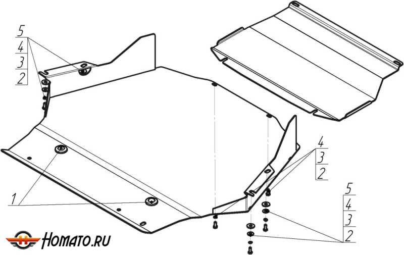 Защита картера Mitsubishi Pajero IV 2012-2020 | двигатель + КПП, 3 мм, сталь | MOTODOR | 11320