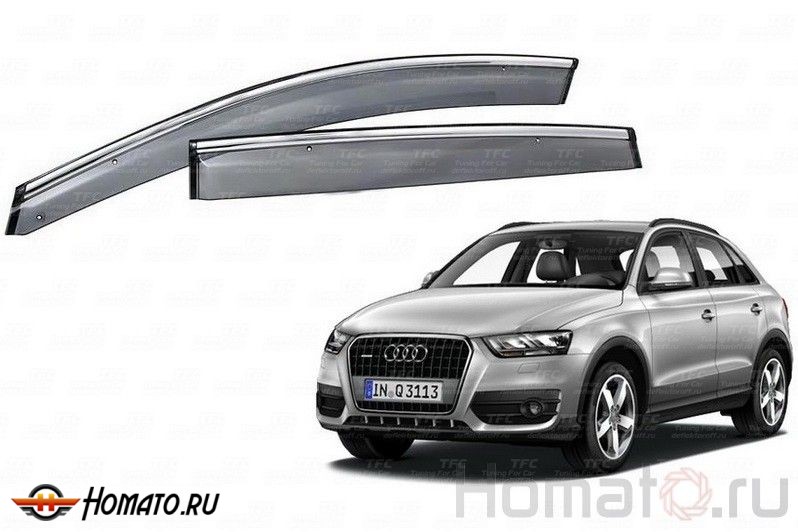 Дефлекторы окон Audi Q3 : OEM Type с хромированным молдингом