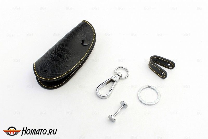 Брелок «кожаный чехол» для ключа Opel с желтой нитью