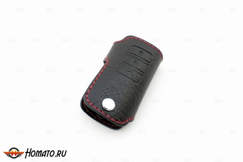 Чехол для ключа Honda Accord «2013+» «Брелок», Кожаный, Цвет нити: Красный