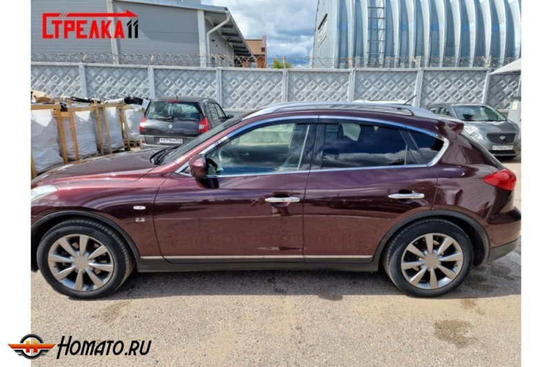 Дефлекторы Infiniti EX / QX50 2007-2018 | с хром молдингом, из 6 частей, премиум, плоские, 2D