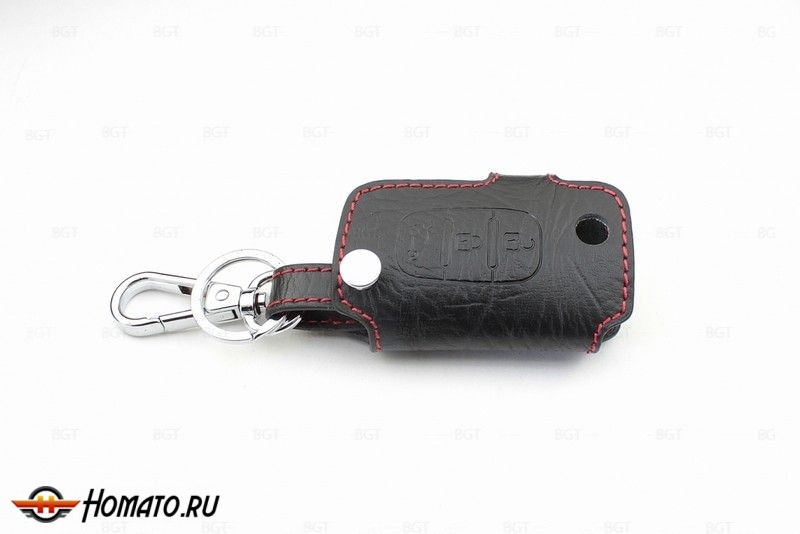 Брелок «кожаный чехол» для ключей Renault Megan, Fluence, Latitude с красной нитью