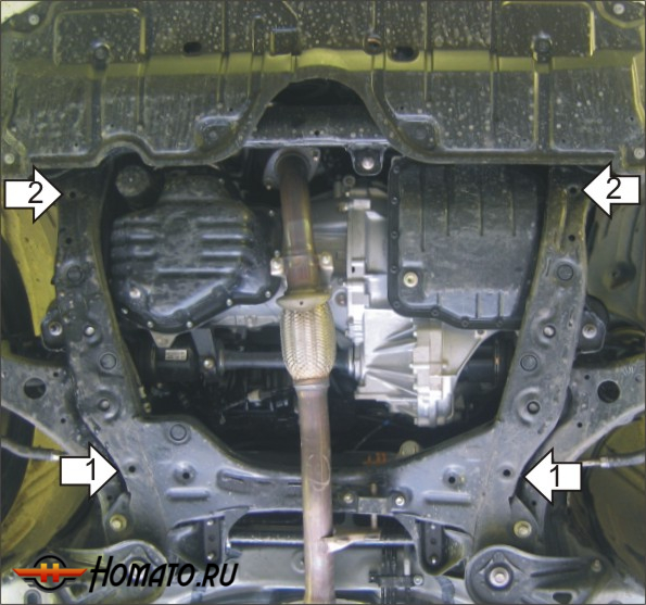Защита картера Toyota Camry 2011-2014 | двигатель + КПП, 2 мм, сталь | MOTODOR | 72502